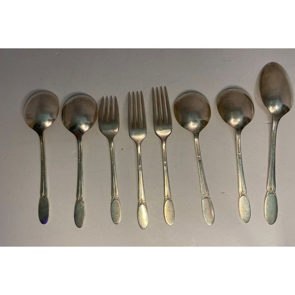 Vtg 1847 Rogers Bros Silverplate IS Replacement 8pc Set Restore Repurpose S Mono - Picture 2 of 7